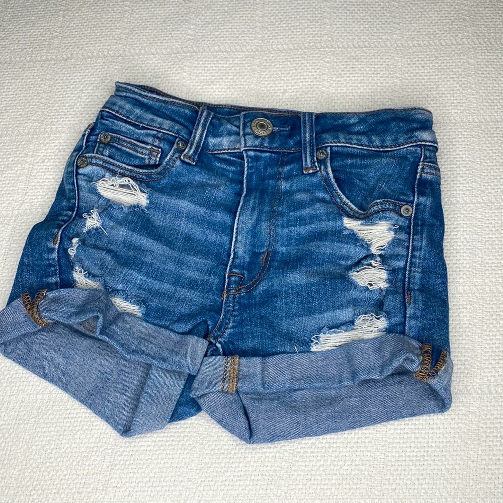 Blue denim shorts